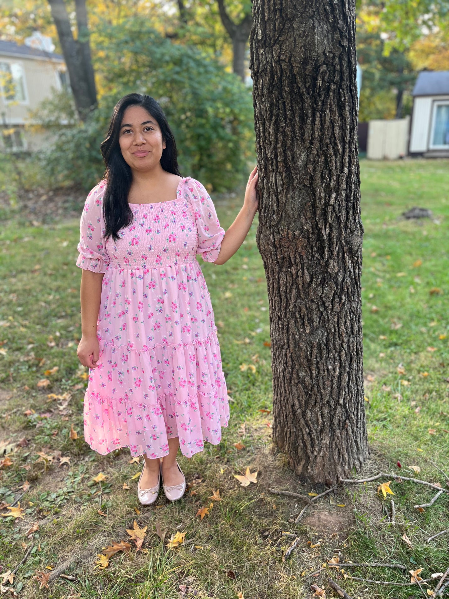 Pink with lilac flower Dress